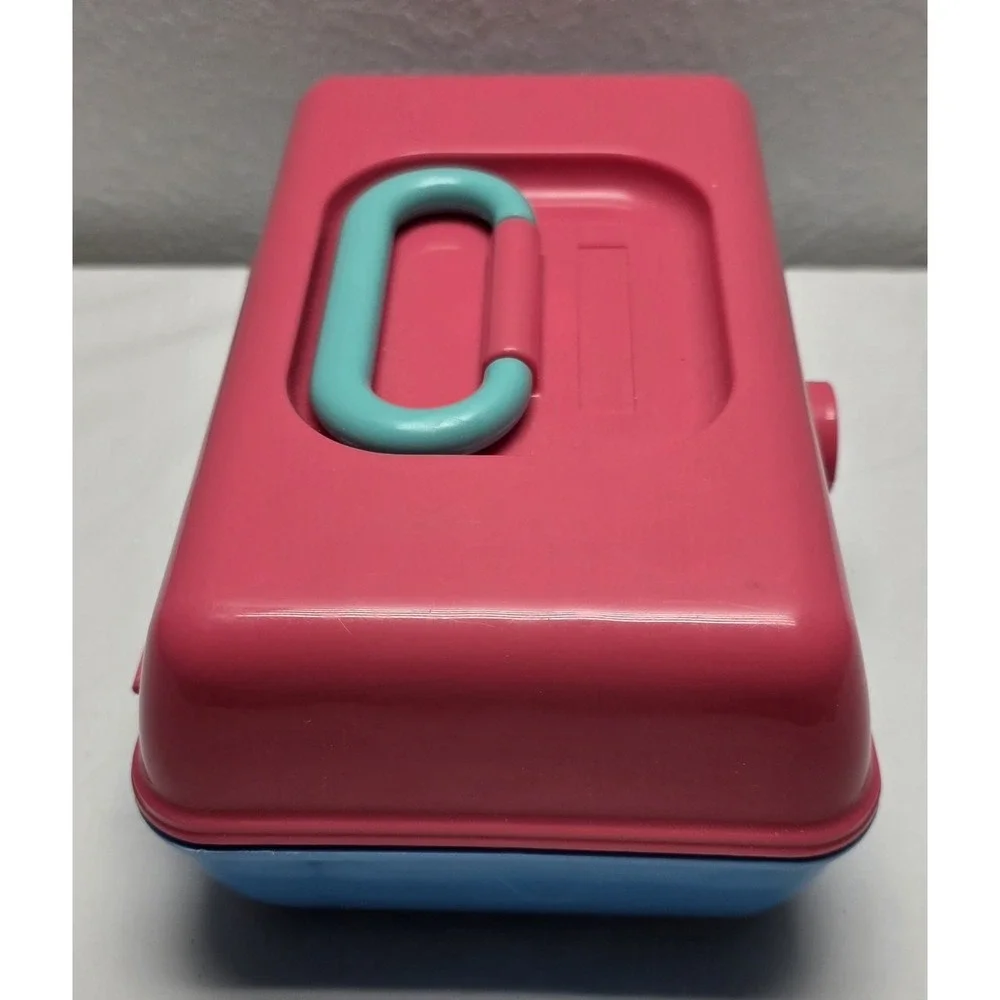 Caboodles Pink/Blue Makeup Organizer Case with Mirror 9x5.5x4